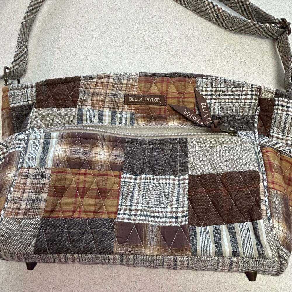 Bella Taylor Quilted Patchwork Plaid Crossbody Bag